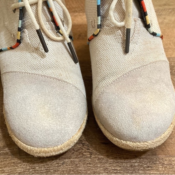 TOMS Desert Wedge Espadrille Canvas Shoes in Whisper - Size 8 - Picture 10 of 13